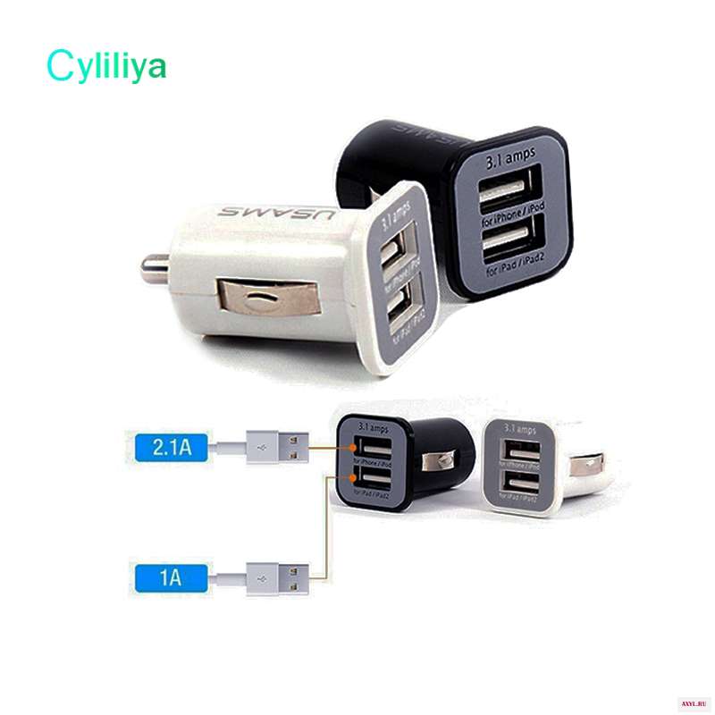 Автомобильное зарядное устройство с двумя USB-портами 10 шт./лот 3 1 - Цена: 1 100,94 руб.