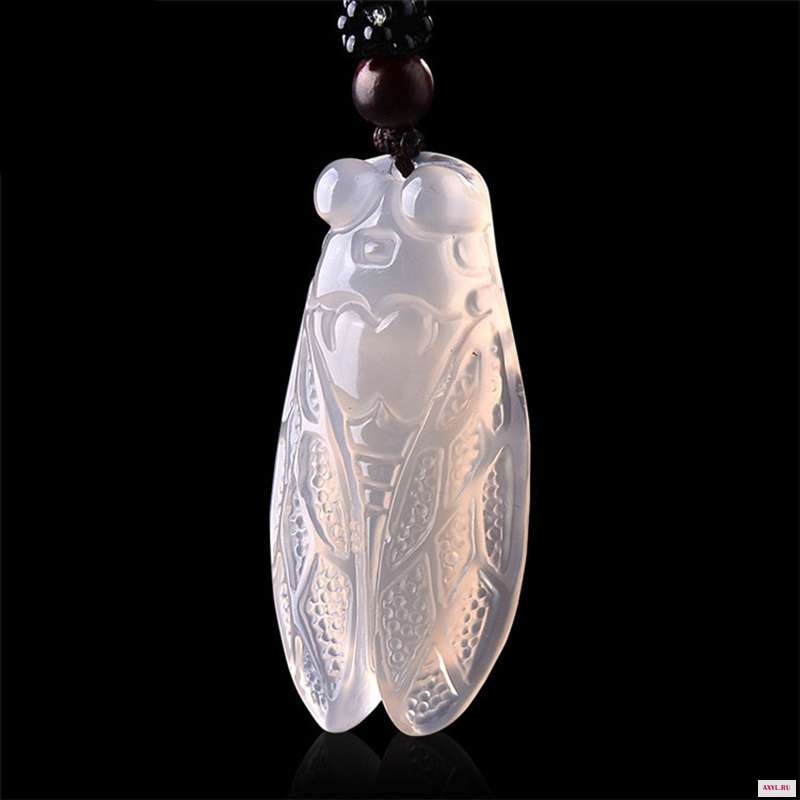 Оптовая продажа белых подвесок с натуральным кристаллом ожерелье Цикада подвеской в подарок для женщин