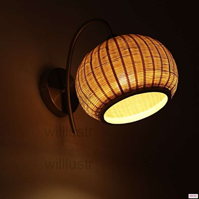 Настенный светильник Willlustr из бамбука ручной работы кантри фойе крыльцо лофт японский стиль натуральный