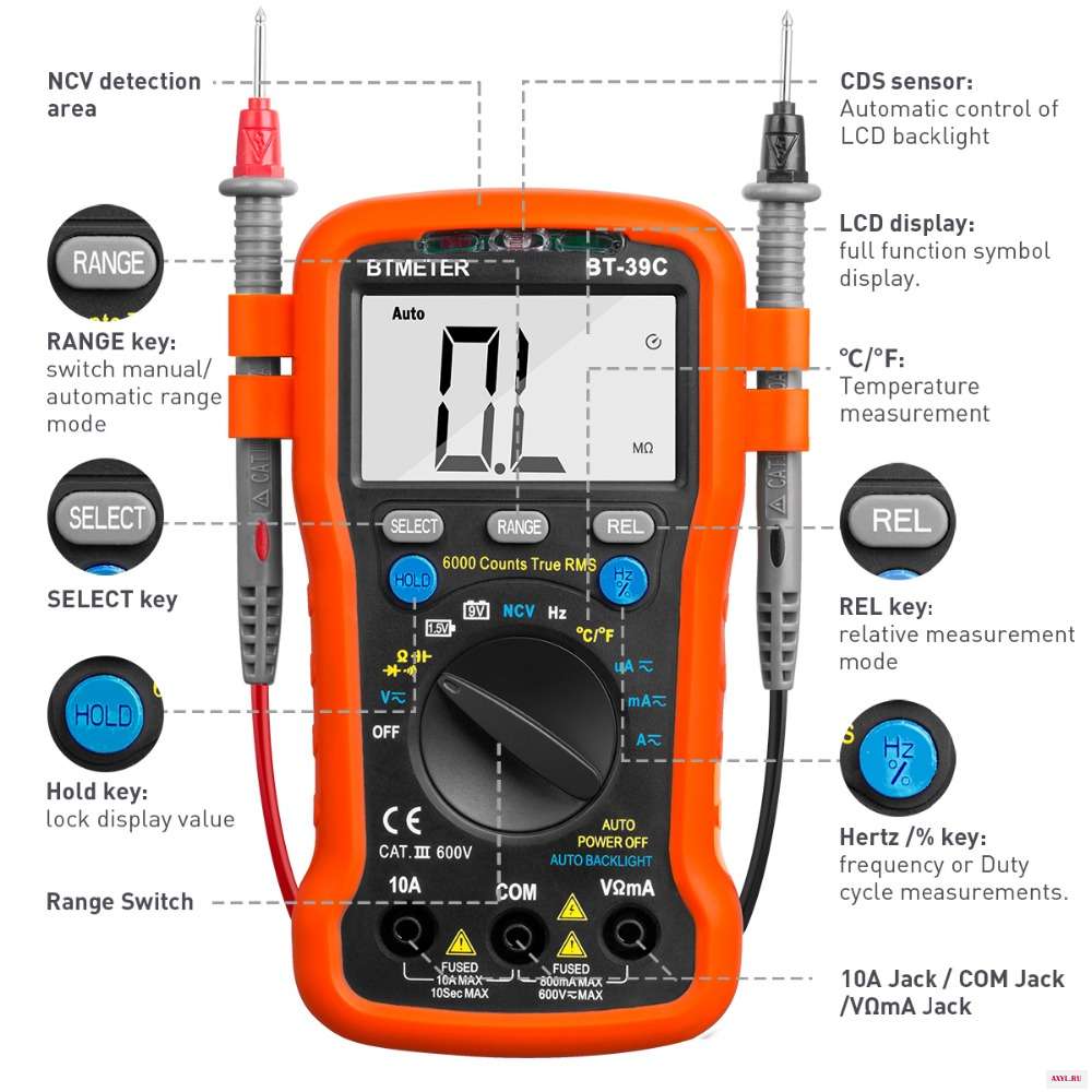 BTMETER BT 39C цифровой мультиметр Ручной NCV Авто Диапазон Avometer Универсальный измеритель 6000 отсчетов True RMS с