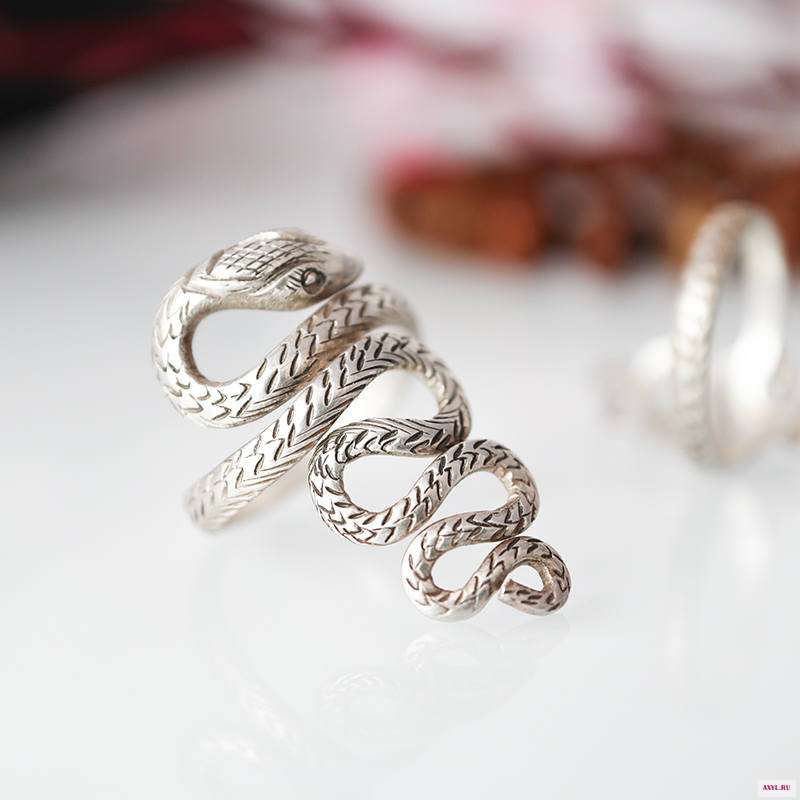 Мужские Винтажные медные кольца R233 непальского цвета серебристые в виде змейки|Кольца| |
