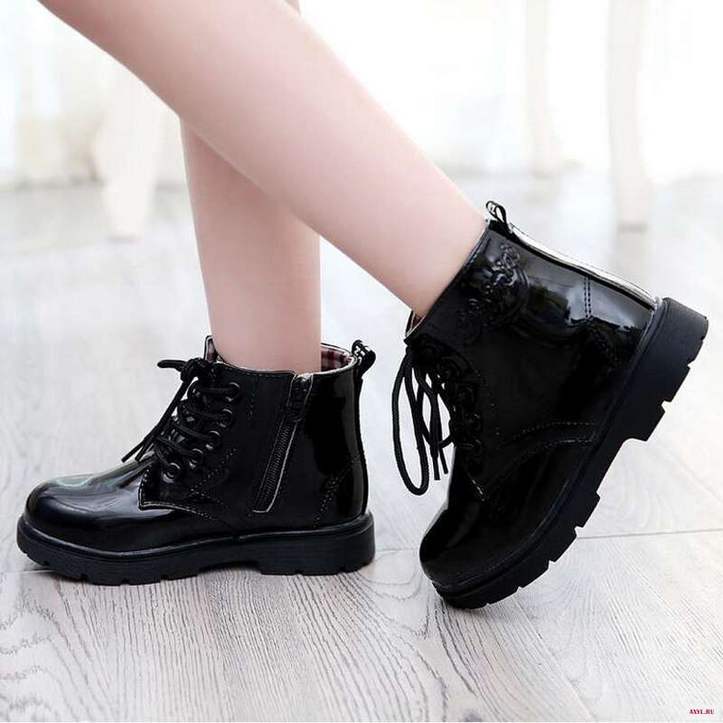 Spring/Autumn Children Snow Boots Warm Leather Botas Motorcycle Boys Girls Kids Fashion Waterproof Ankle Boot Shoes - Цена: 
