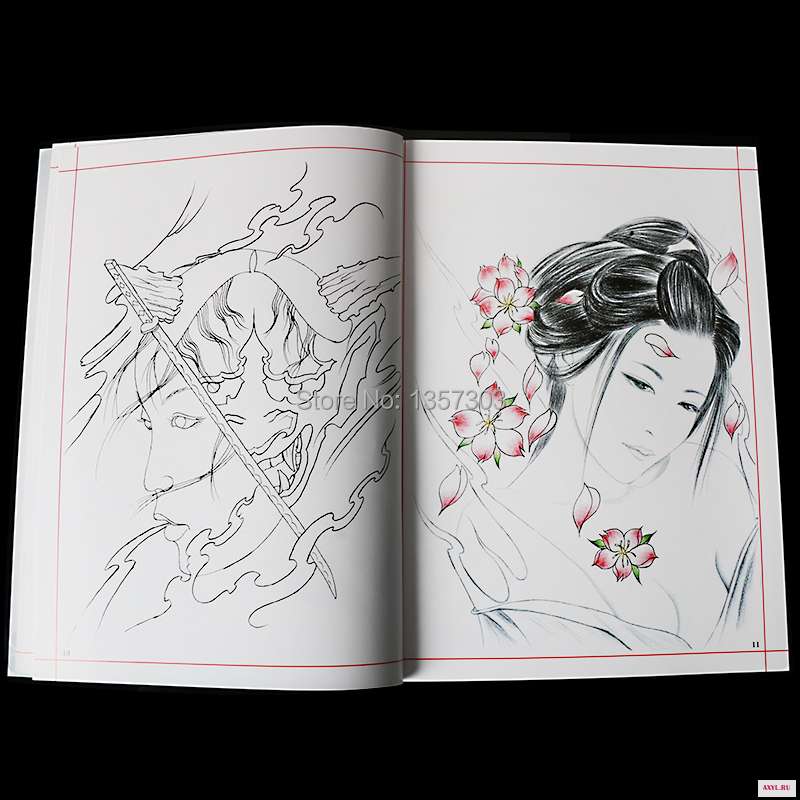 2018 САО тату рукопись книга Гейша цветок красота рука маленькая полупостоянная игла альбом