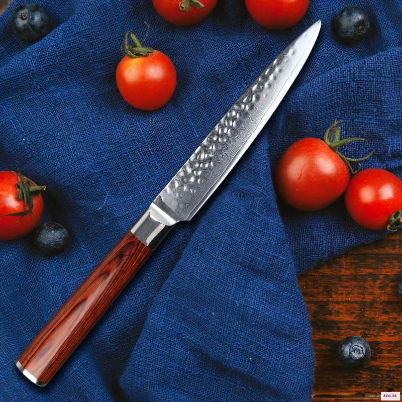 YARENH 5 дюймов нож дамасская сталь кухонный шеф повара с красной деревянной ручкой японский VG10 фрукты пилинг