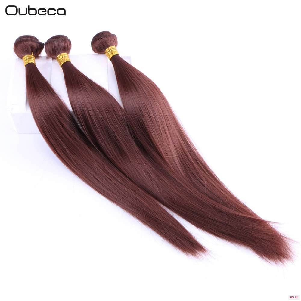 oubeca One Bundle 100g Straight Hair Weaving Black Blonde Heat Resistance Synthetic Weave Sew In Extensions For Women | - Цена: 
