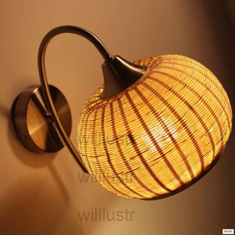 Настенный светильник Willlustr из бамбука ручной работы кантри фойе крыльцо лофт японский стиль натуральный