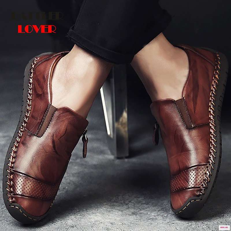 Classic Comfortable Men Casual Shoes Loafers Men Shoes Quality Split Leather Shoes Men Flats Hot Sale Moccasins Shoes Plus Size