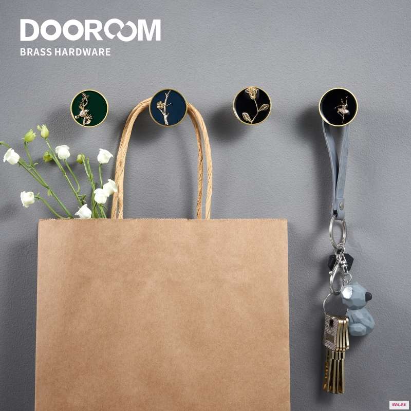 Медные Крючки Dooroom для ванной комнаты кухни прихожей вешалки одежды стен пчела танцовщица роза птица геккон