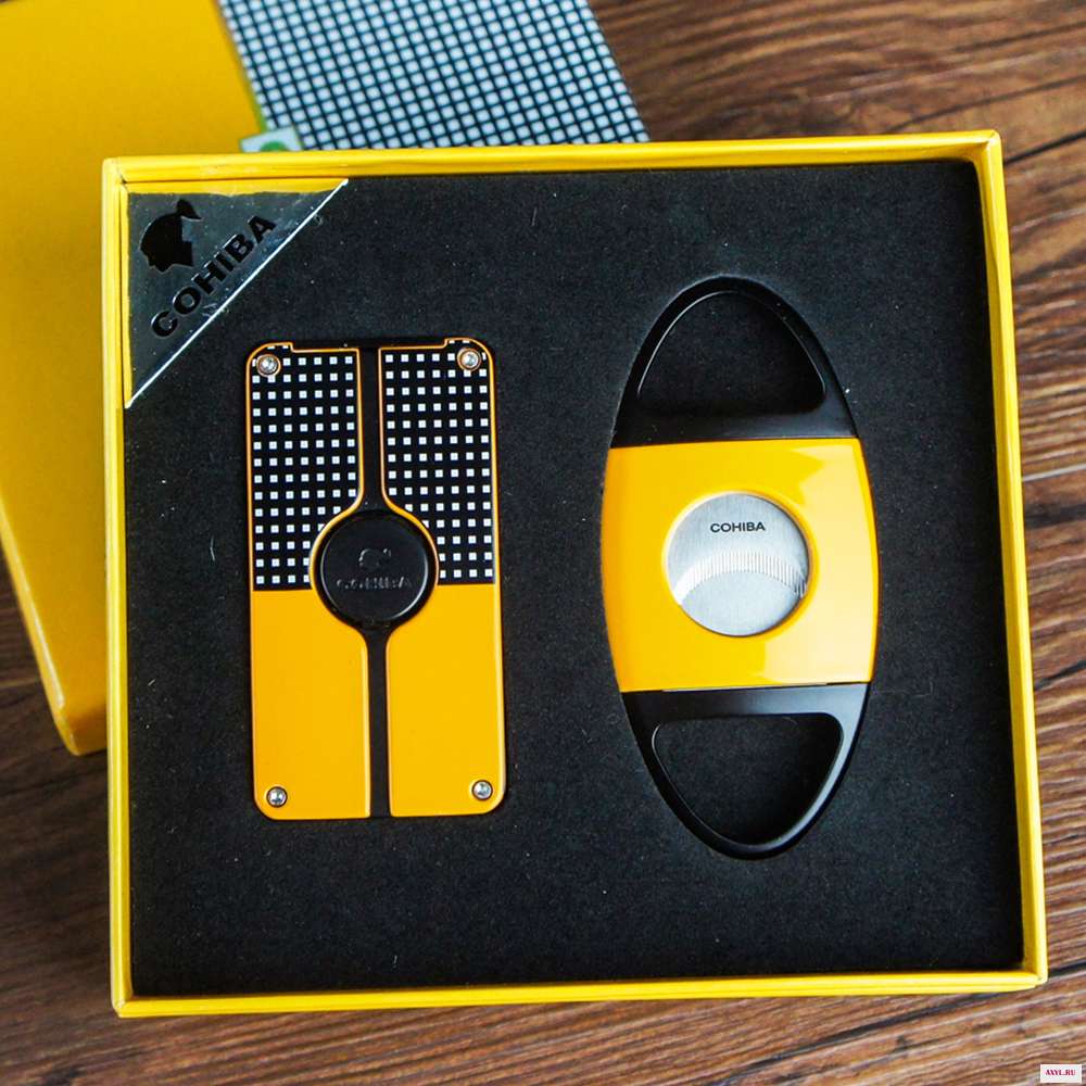 COHIBA зажигалка для сигар резак ветрозащитный фонарь 3 Jet Flame аксессуары набор бутан газ металл с дырокол