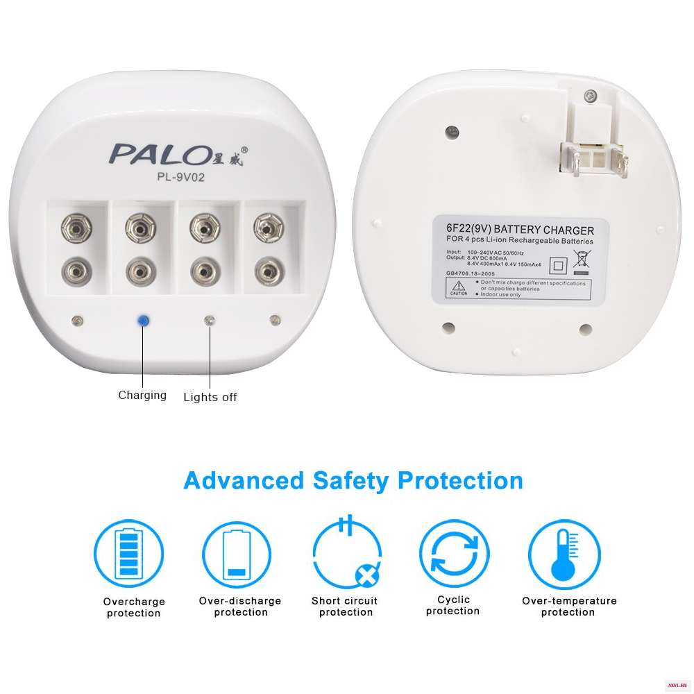 PALO 4 слота 9V 6f22 зарядное устройство мини Двойной аккумулятор для 6F22 литий ионная аккумуляторная батарея|battery