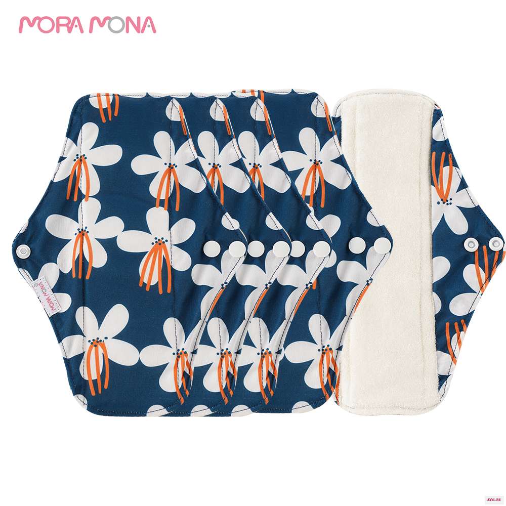 Mora Mona 5pcs Women Reusable Cloth Pads Sanitary Napkins Waterproof Bamboo Menstrual Washable Absorbent - Цена: 817,48 руб. / lot