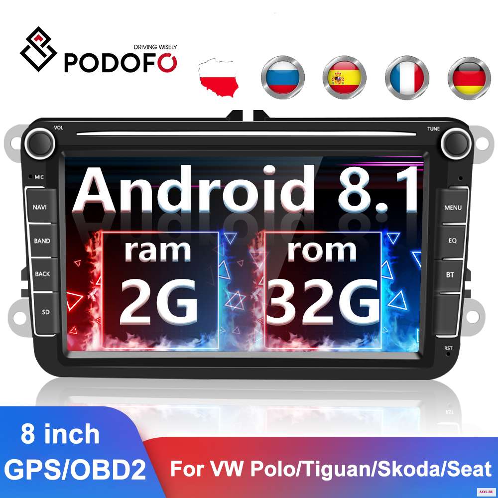 Автомагнитола Podofo 2 din Android 8 1 дюймов GPS мультимедийный плеер для