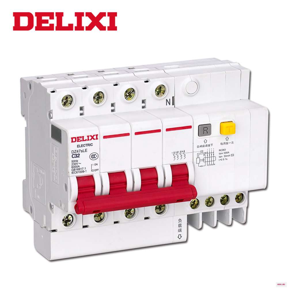 Автоматический выключатель остаточного тока DELIXI DZ47sLE C type RCBO 4P 10A 16a 20A 25A 32A 40A 50A 63a|Автоматические выключатели|