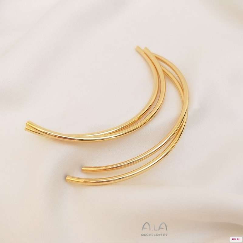 Невыцветающая медная трубка с золотым покрытием 14 к изогнутая 60 мм половина кольца аксессуары для браслета