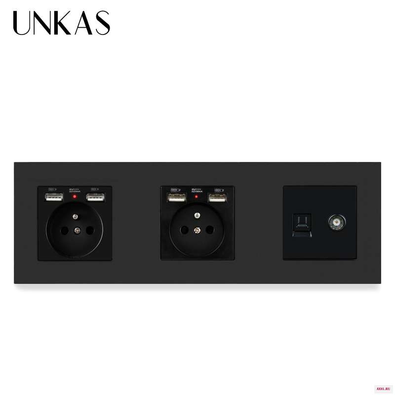 Пластиковая панель UNKAS для ПК двойная французская стандартная розетка с 4 USB + ТВ разъемами гнездовой разъем