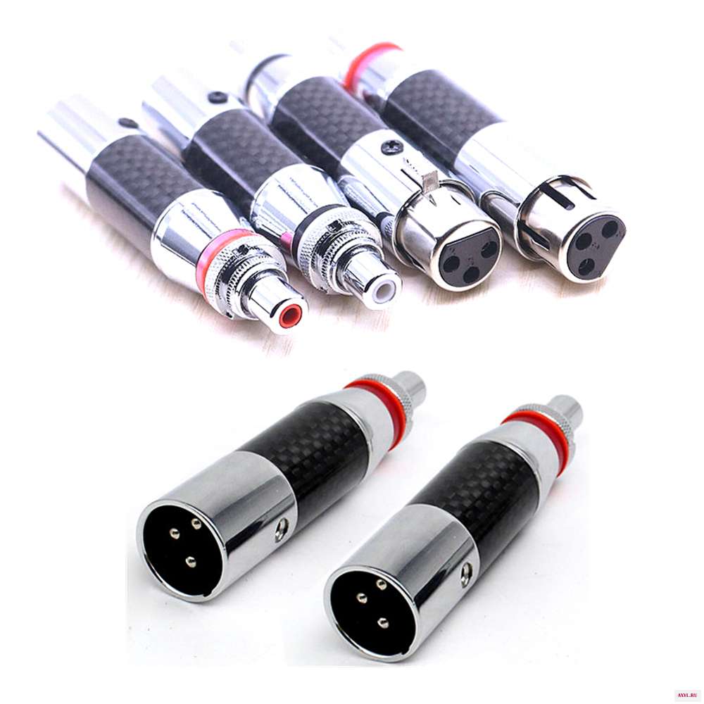 Hi end аудио разъем RCA к XLR штекер мама углеродного волокна сбалансированный кабель адаптер вилки 4