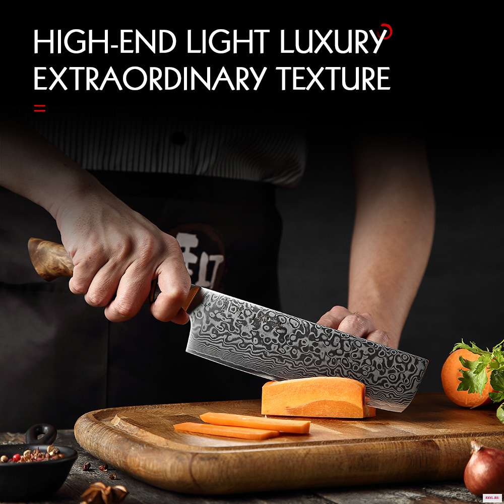 HEZHEN 7 дюймов Ножи накири Профессиональный Дамасская сталь Супер японский нож шеф повара высокоуглеродный