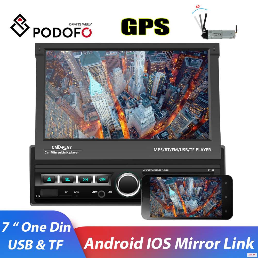 Автомагнитола Podofo 1 Din 7 дюймов GPS Android IOS Mirror Link автомобильный мультимедийный плеер сенсорный экран Bluetooth USB FM