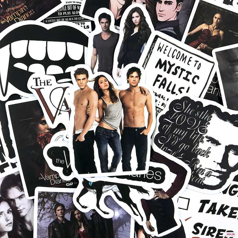 Стикеры водонепроницаемые Дневники вампира для холодильника мотоцикла скейтборда чемодана 10/50