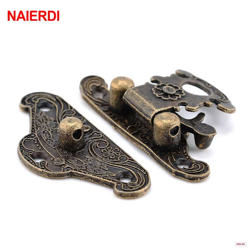 NAIERDI 4 шт. старинная бронзовая защелка ювелирный замок для деревянного ящика мини шкафная Пряжка чехол