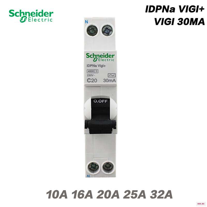Schneider Electric IDPNa Vigi + 30 мА 18 мм 1P N 2P 10A 16A 20A 32A выключатель цепи утечки защитный переключатель одноступенчатый