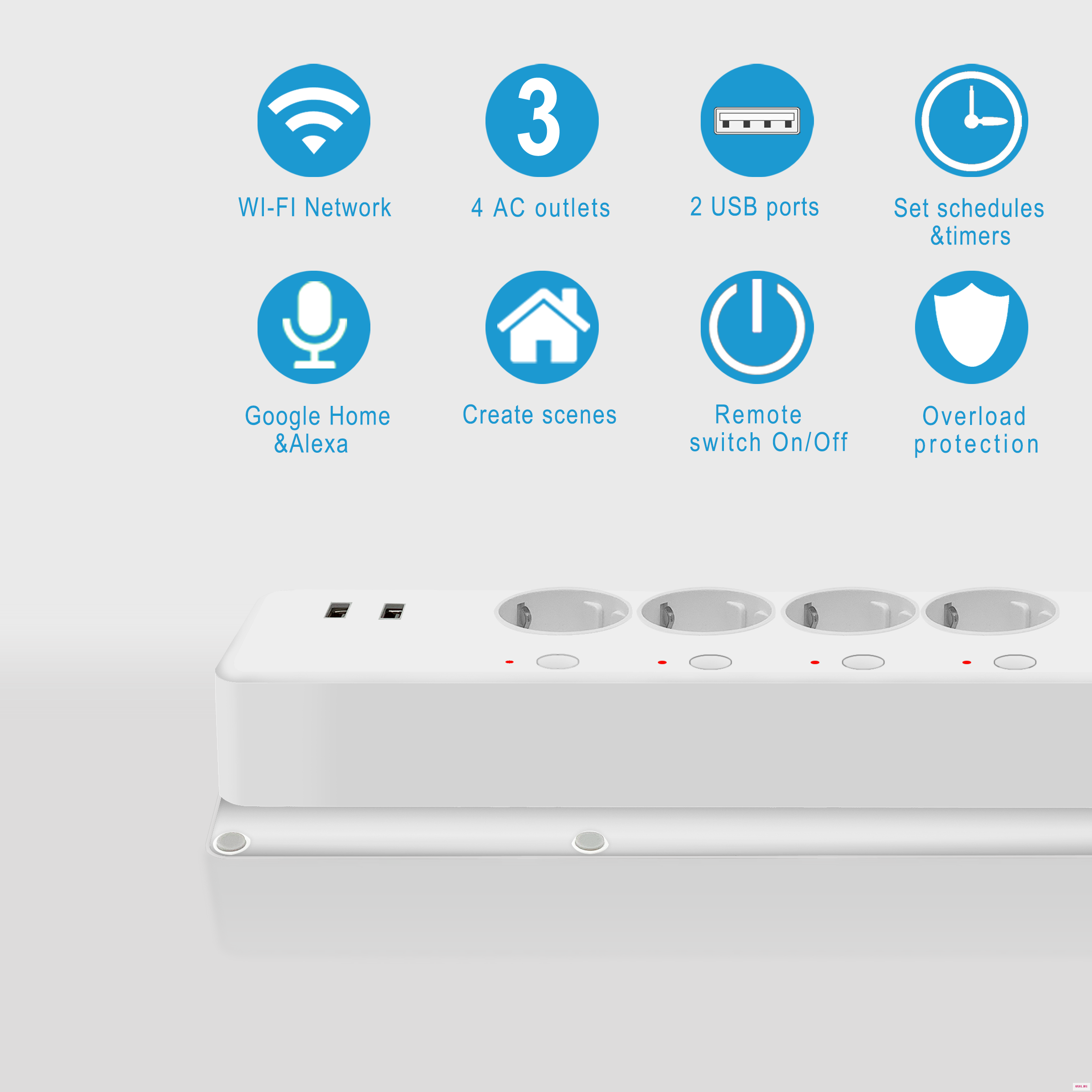 Wifi умная полоса питания Tuya Smart 4 EU розетка 2 USB порта монитор умный дом дистанционное управление