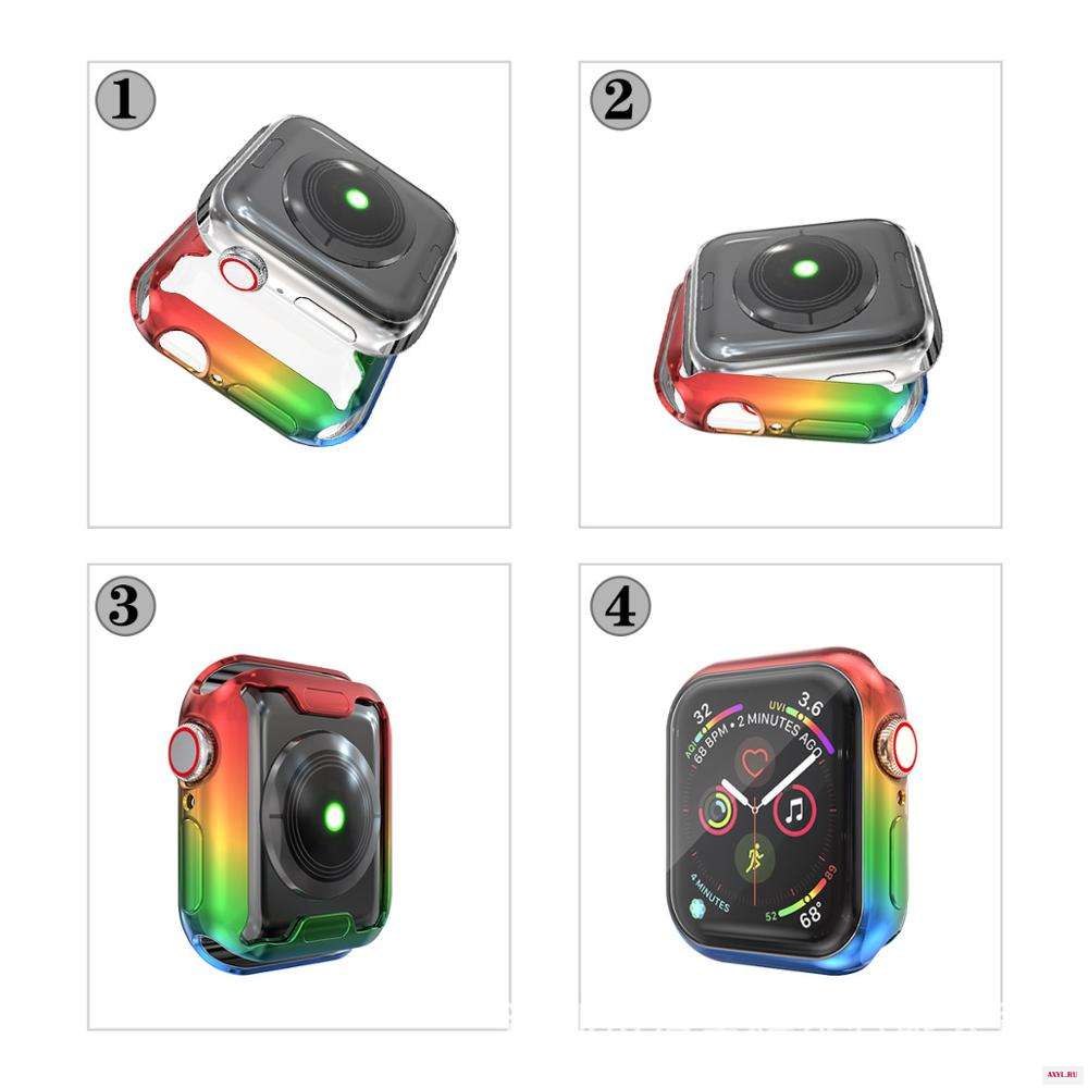 Юбки пачки радужной расцветки Защита Чехол для apple watch series 5/4 гальваническим мягкий Silica гелевый пакет часы