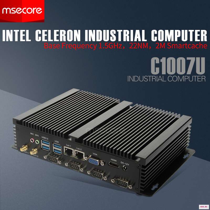 MSECOREC1007U I5 3317U безвентиляторный мини ПК Windows 10 Настольный компьютер промышленный неттоп barebone HTPC HDMI VGA 2 * LAN 4 COM