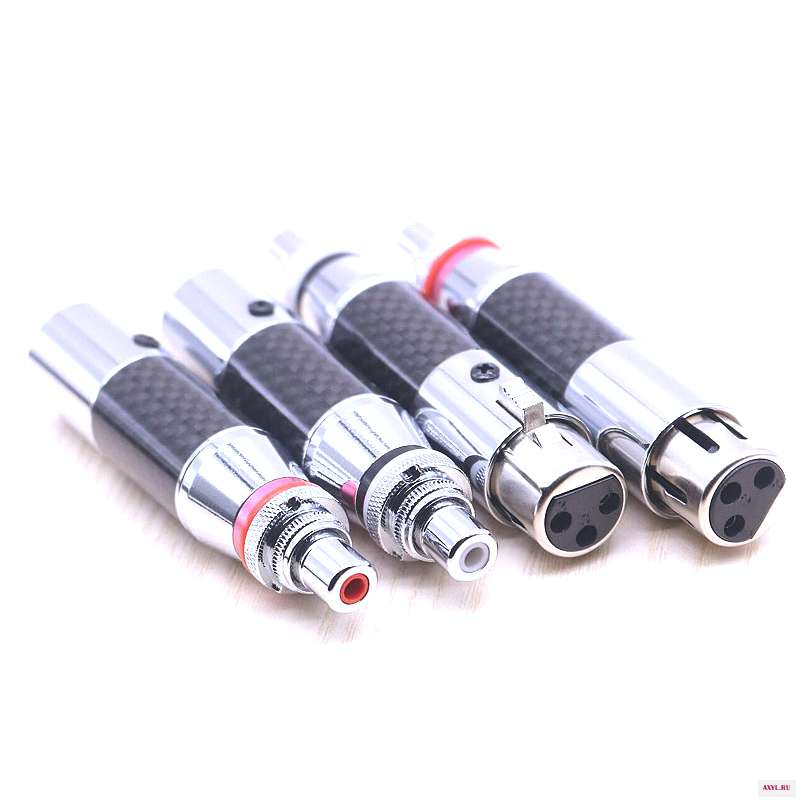 Hi end аудио разъем RCA к XLR штекер мама углеродного волокна сбалансированный кабель адаптер вилки 4