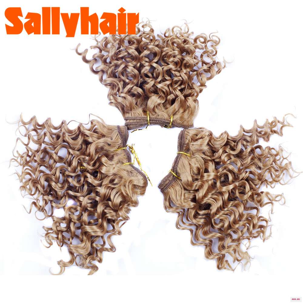Sallyhair Ombre Color Afro Kinky Curly Crochet Hair Weave Mixed Black Burgundy Synthetic Hair Extensions 3pclot Hair Weavings  (30)
