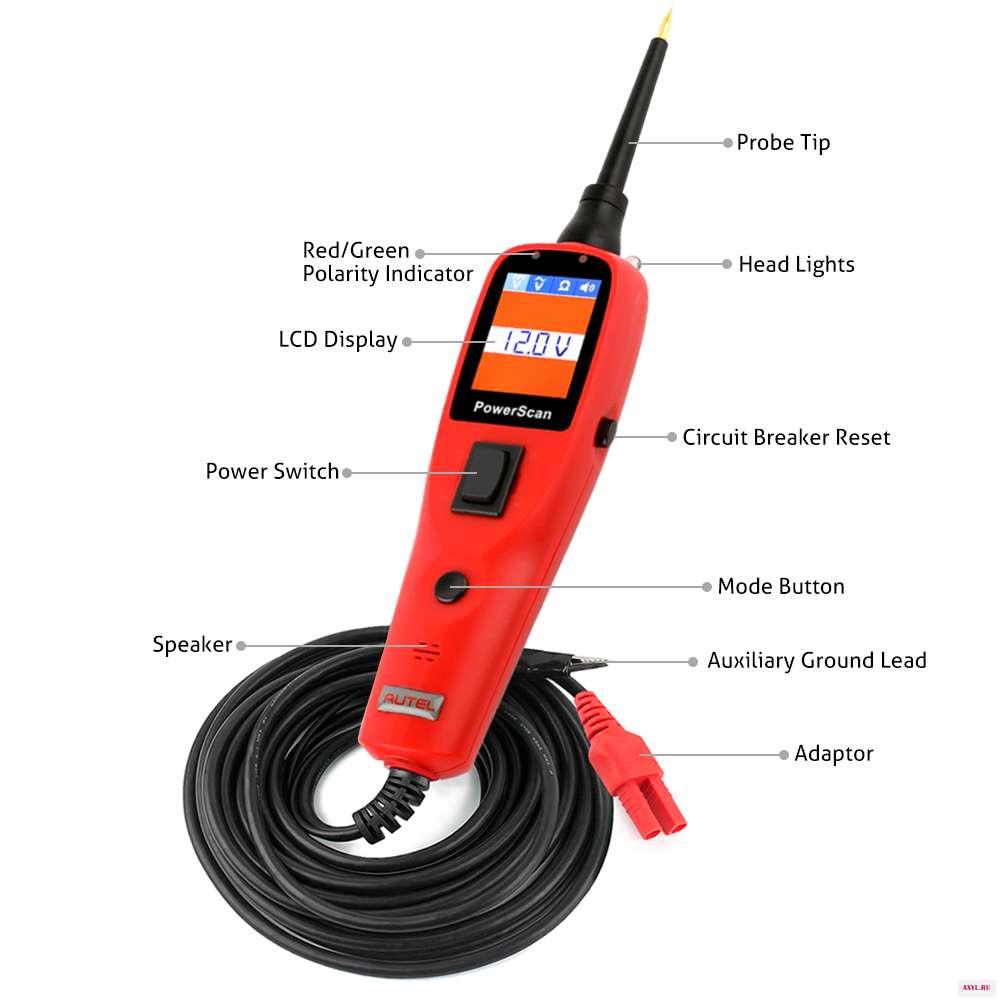 Autel PowerScan PS100 авто электрическая схема AVO метр тестер автомобильной цепи встроенный фонарик для 12 24 В