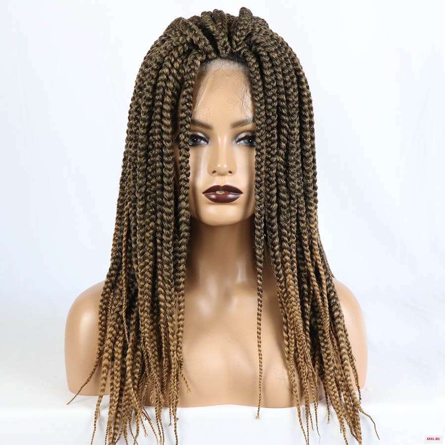 M&ampH Brown Color Box Crochet Braid Hair Lace Front Wigs Perruque African Braided Synthetic Wig Braiding For Black - Цена: 6 853,11 - 11 440,06 руб.