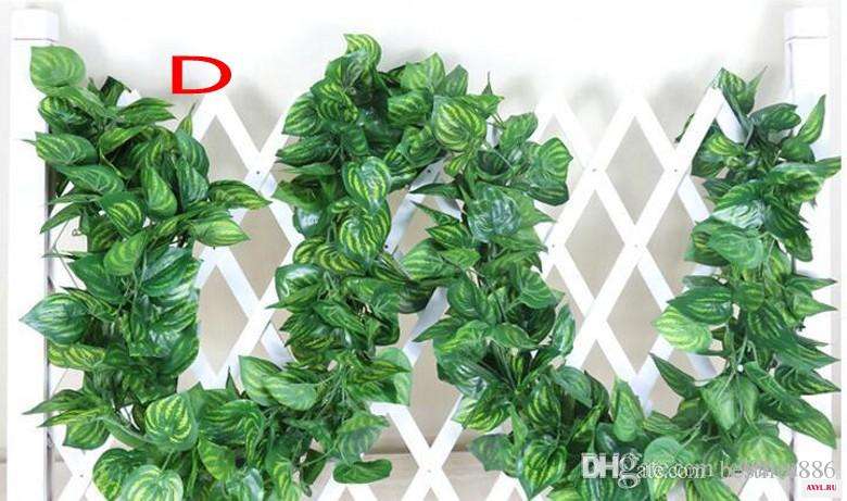 2.2m artificial Fake plants green Ivy Leaves Artificial Grape Vine greenery garland wedding flower home decoration Cheap
