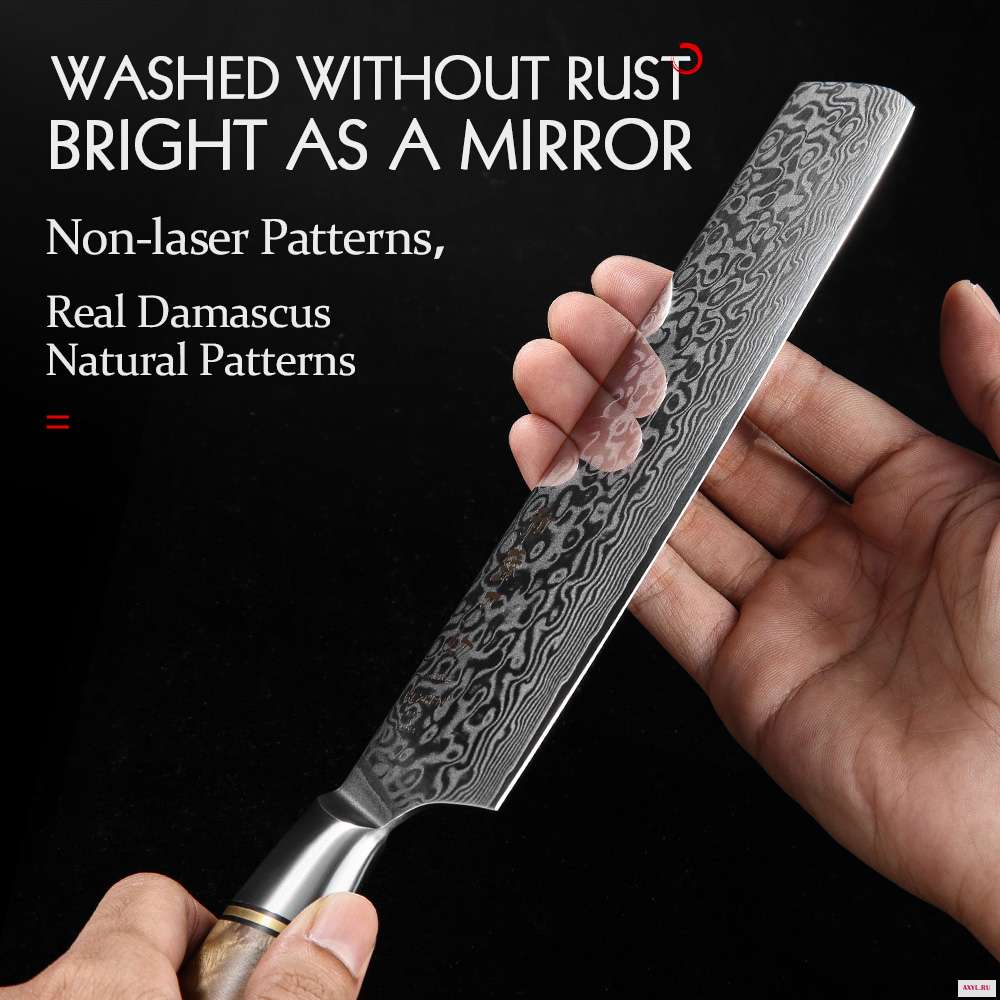 HEZHEN 7 дюймов Ножи накири Профессиональный Дамасская сталь Супер японский нож шеф повара высокоуглеродный