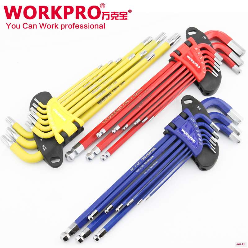 Универсальный шестигранный ключ WORKPRO 9 шт. набор длинных рычагов/коротких рычагов Torx метрических шаровых