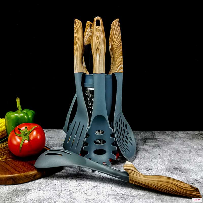 11 шт Силиконовые нейлоновые кухонные принадлежности набор антипригарная лопатка Черпак Тернер ложка щипцы