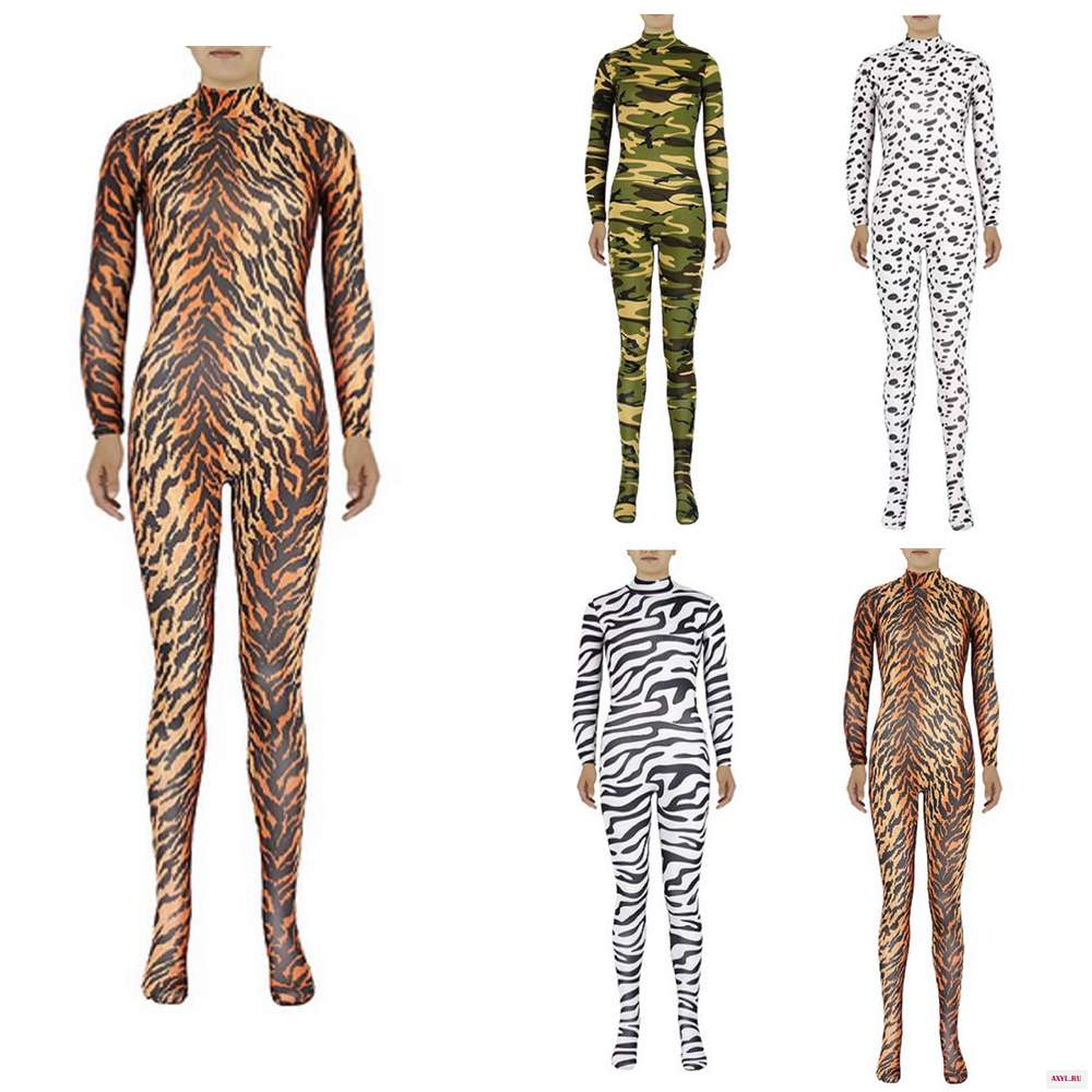 Леопардовые камуфляжные костюмы Zentai полный боди костюм-кошка - Цена: 1 069,32 руб.
