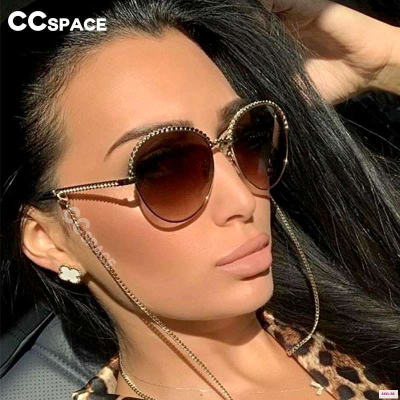 46147 круглые роскошные солнцезащитные очки с цепочкой мужские и женские модные UV400|Женские очки| |