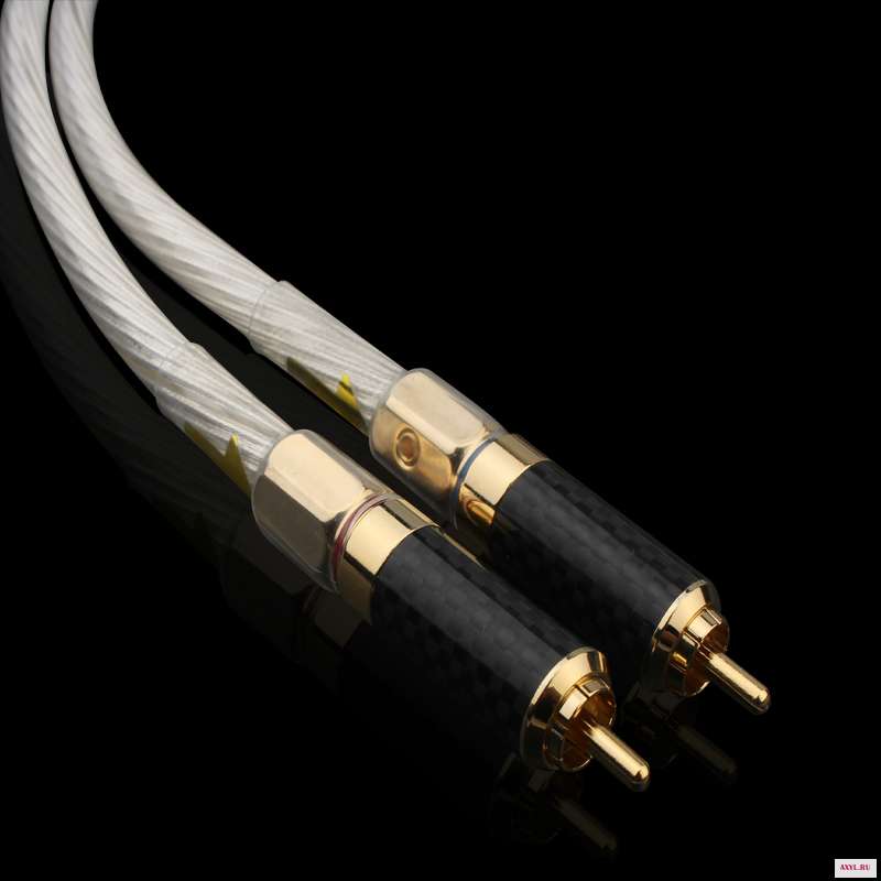 Hi Fi аудиокабель 5NOCC один кристалл серебристый RCA кабель позолоченный адаптер из углеродного волокна|Кабели