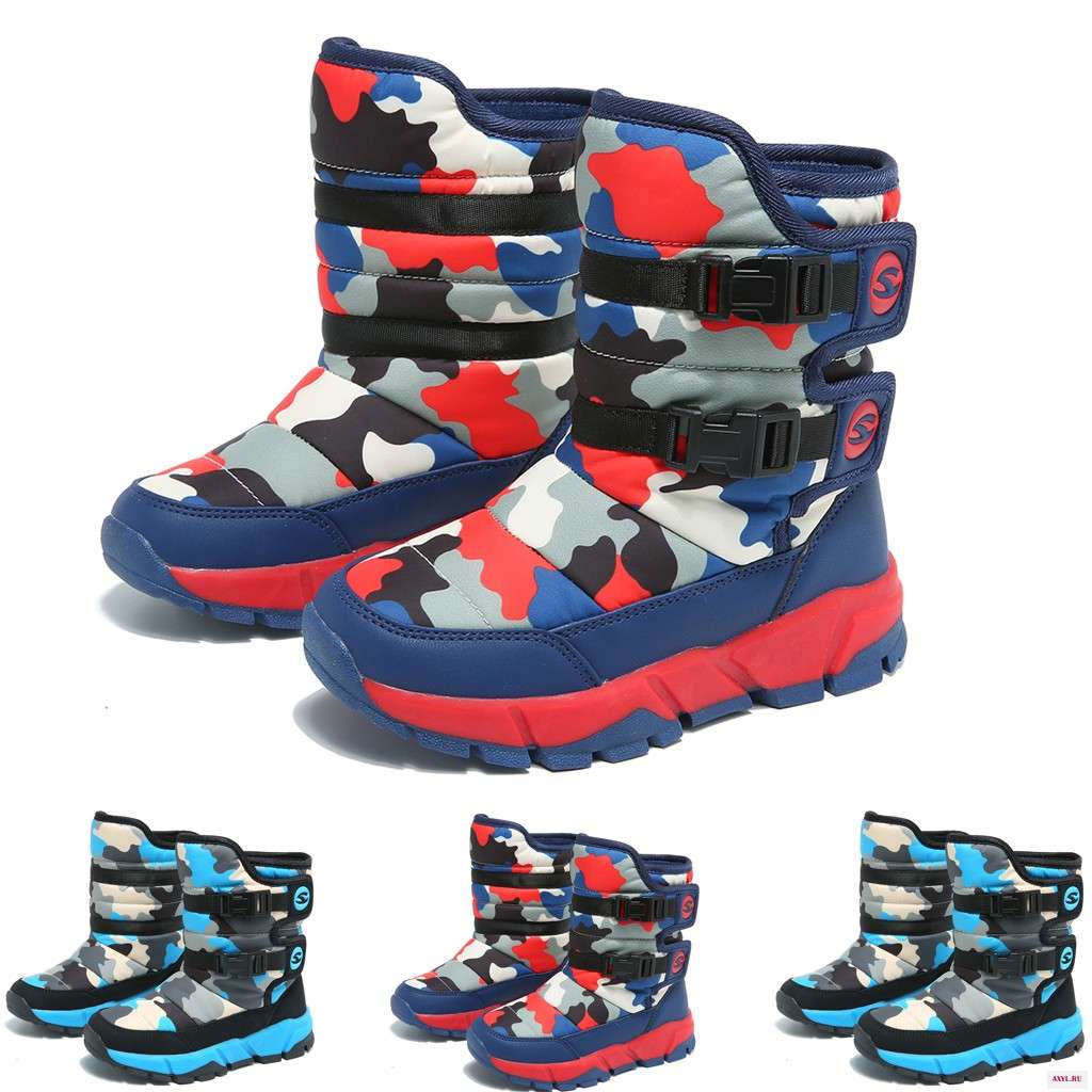 girls boots now Comouflage Colors Child Boy Girls Casual Winter Waterproof Boots botte enfant garcon ботинки - Цена: 