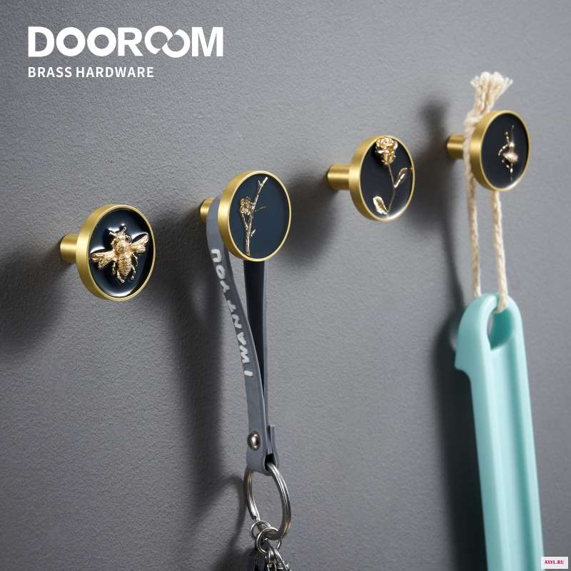 Медные Крючки Dooroom для ванной комнаты кухни прихожей вешалки одежды стен пчела танцовщица роза птица геккон