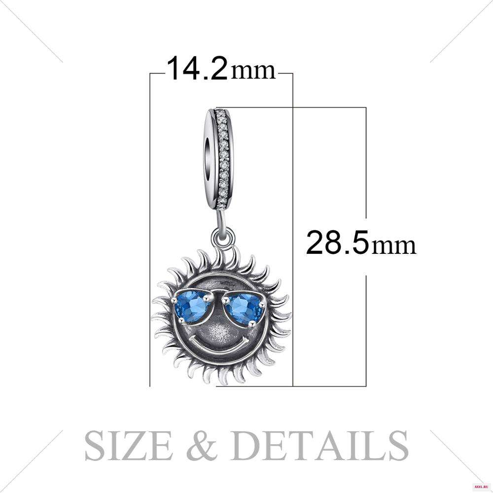 JewelryPalace счастливая улыбка лета синие солнцезащитные очки очарование бисера Браслет fit 925 стерлингового