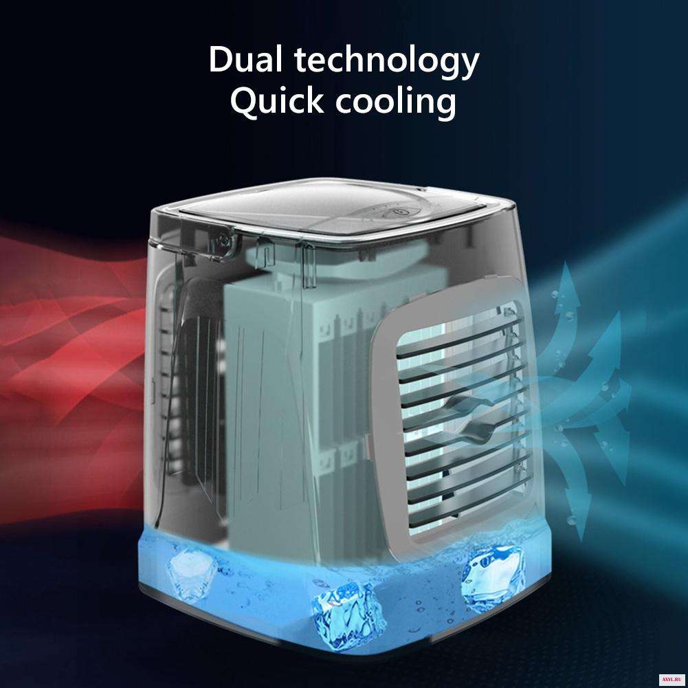 C201 Mini Portable Cooling Fan USB LED Air Cooler Humidifier for Home Office Humidification Refrigeration | - Цена: 