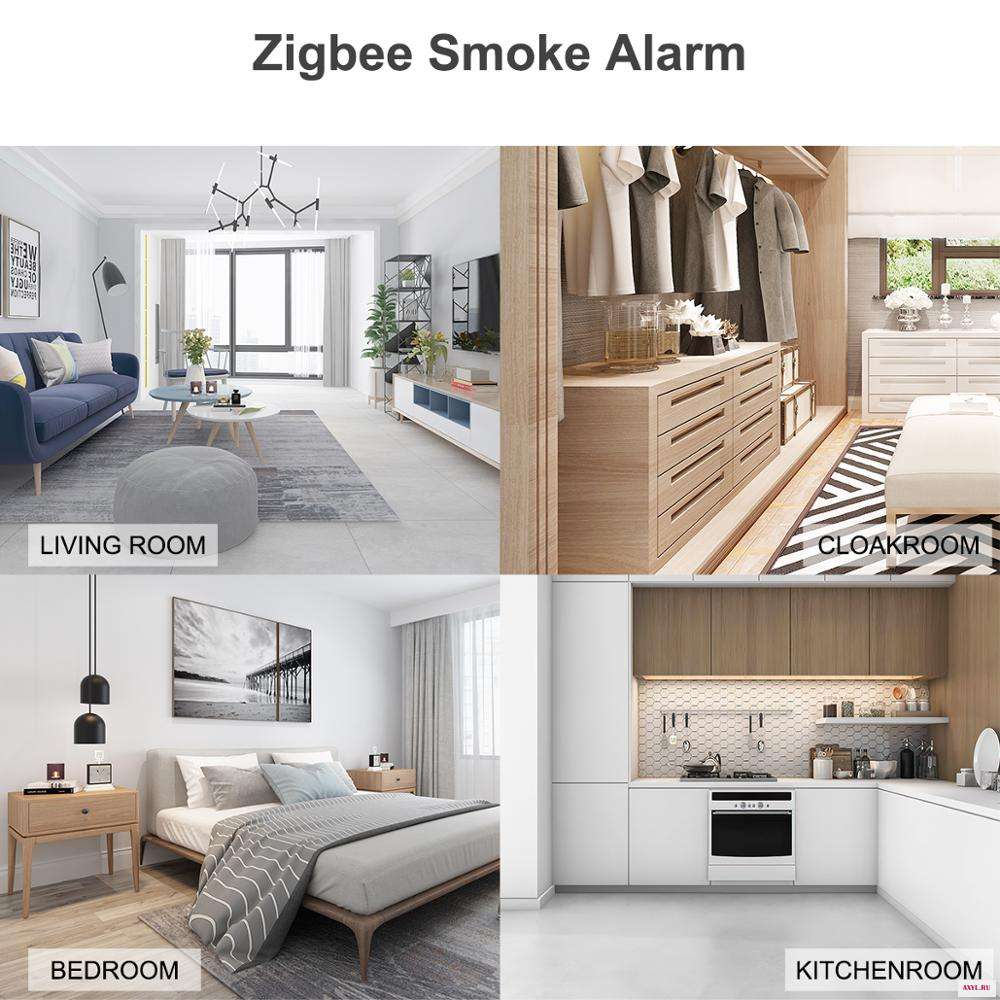Умный детектор дыма Tuya ZigBee охранная сигнализация для системы безопасности умного дома работает с