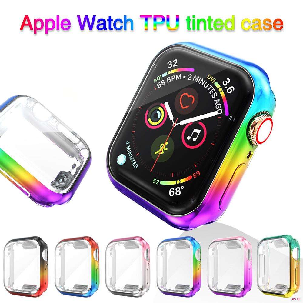 Юбки пачки радужной расцветки Защита Чехол для apple watch series 5/4 гальваническим мягкий Silica гелевый пакет часы