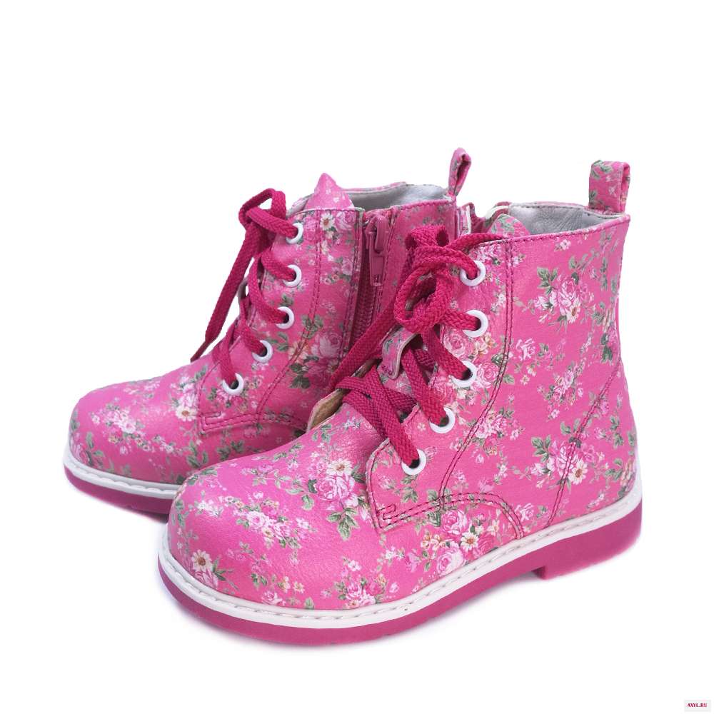 Ботинки детские ортопедические из ПУ кожи повседневная обувь для девочек с цветочным принтом симпатичные