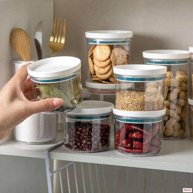 Frasco De Armazenamento Gros Inteiros Com Tampa Selada Cozinha Plstico Caixa alimento|Бутылки банки и коробки| |