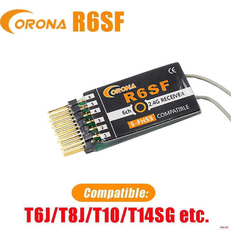 Corona R6SF 2 4 ГГц S FHSS/FHSS Совместимость 6Ch микро приемник для FUTABA T6J/T8J/T10/T14SG и т. д.|Детали аксессуары| |