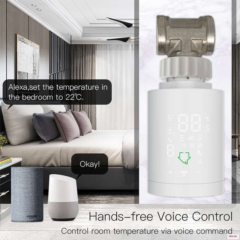 Привод радиатора ZigBee Wifi Smart TRV термостатический клапан контроль температуры голосовое управление Google