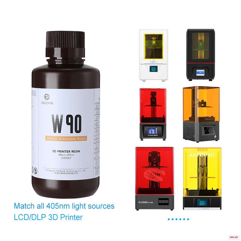 Resione W90 маленький запах воды моющийся 3d принтер смола для Elegoo Anycubic Смола SLA DLP LCD 405nm UV|Материалы 3D-печати| |